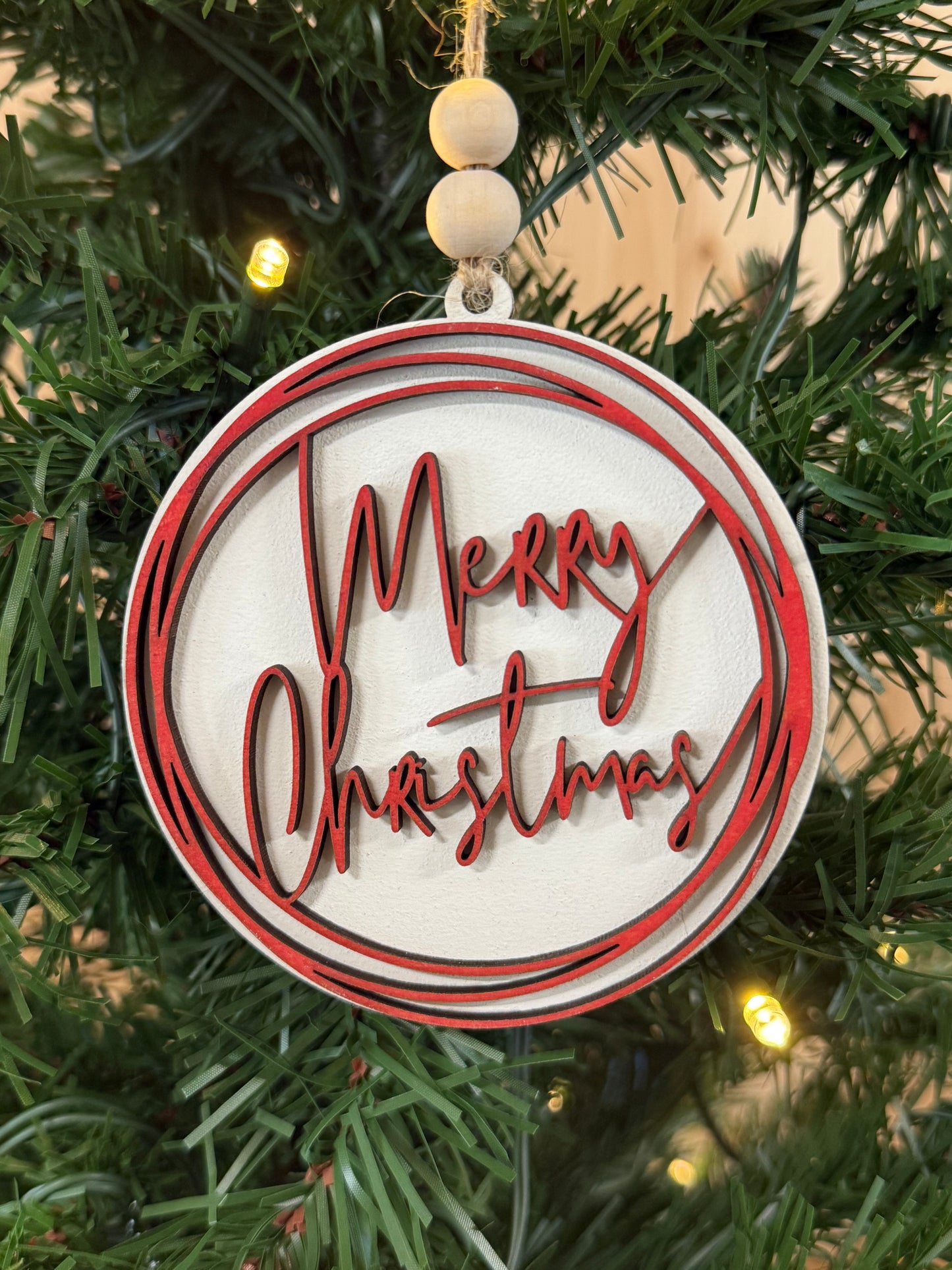 Painted Merry Christmas Ornament