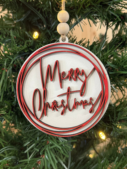 Painted Merry Christmas Ornament