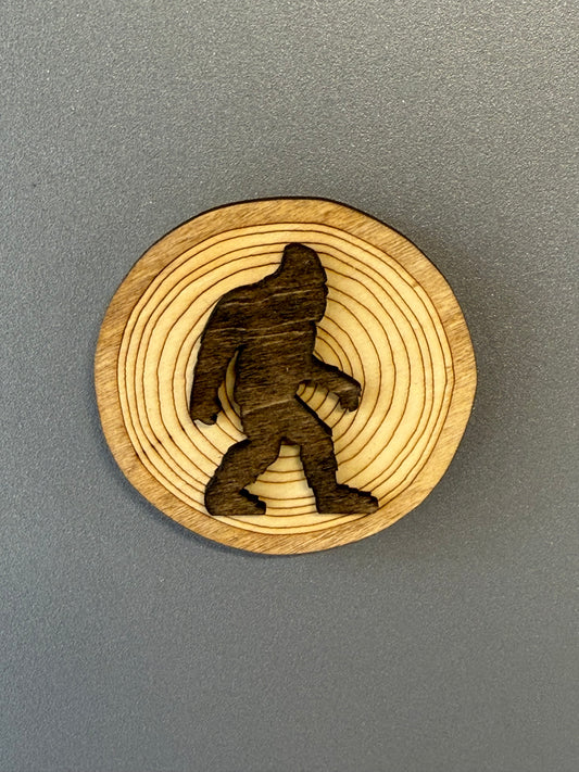 Wood Cookie Bigfoot Magnet